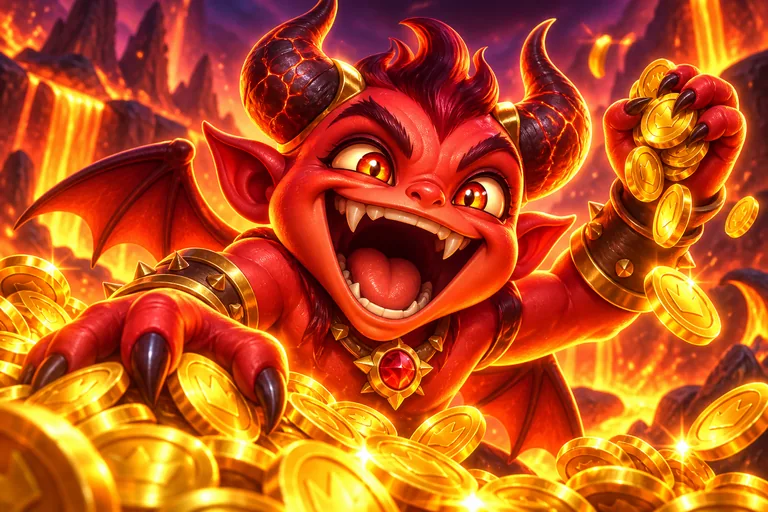Feuerkobold mit Goldmünzen